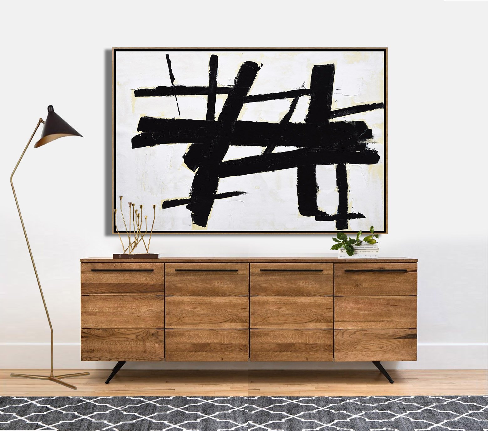 Horizontal Palette Knife Minimalist Art #C38Z